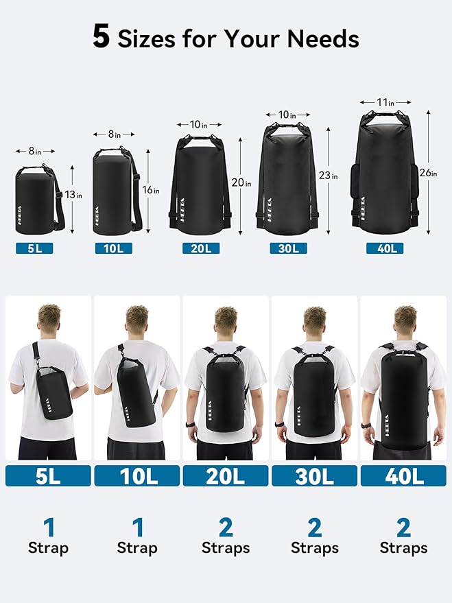 HEETA Waterproof Dry Bag for Women Men 5L/10L/20L/30L/40L Roll Top Lightweight - Image 2