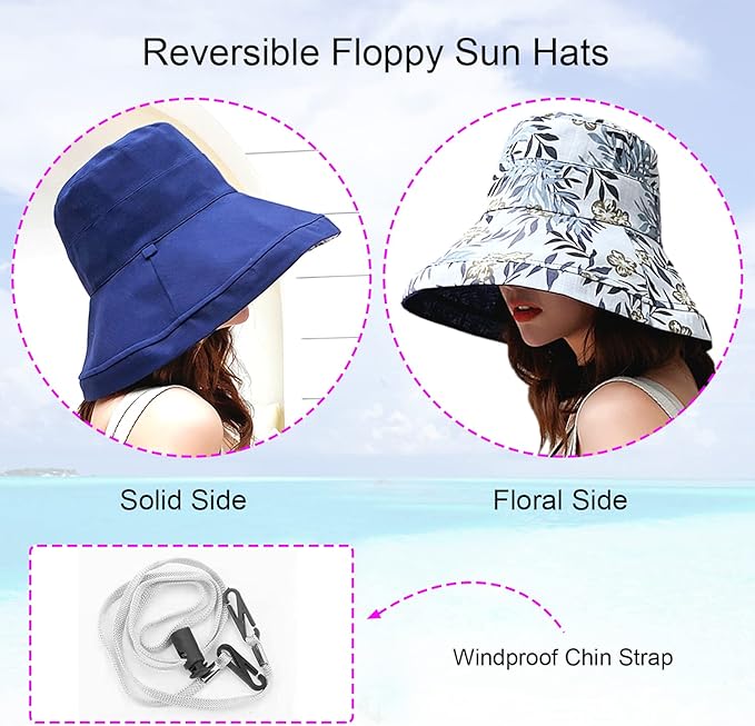 Women Wide Brim Sun Hats Metal Wired Edge Summer UV Protection Beach Fishing Hat - Image 2