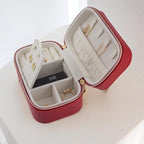 Small Jewelry Travel Case For Womens Small Rectangle PU Leather Jewelry Box - Image 8
