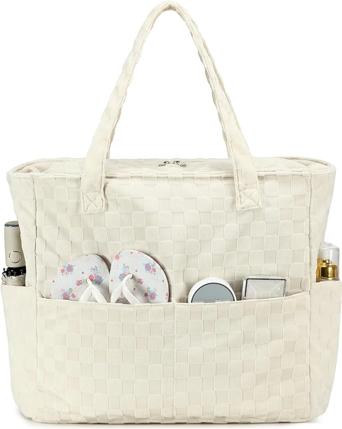 LEDAOU Large Beach Tote Bag Women Waterproof Sandproof Zipper Beach Tote Bag by LEDAOU