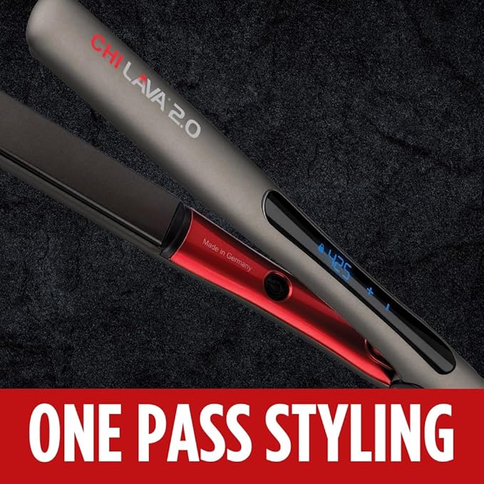 CHI Lava 2.0 Hairstyling Iron 1″ Flat Iron Hair Straightener, Volcanic Lava & Ceramic Plates for Smooth, Frizz‑Free Styling, Adjustable Digital Temp, 11 ft Cord, Professional Hair Tool