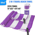 Sfee 2 in 1 Microfiber Oversized Beach Towel, Quick Dry Travel Towel Camping - Image 7