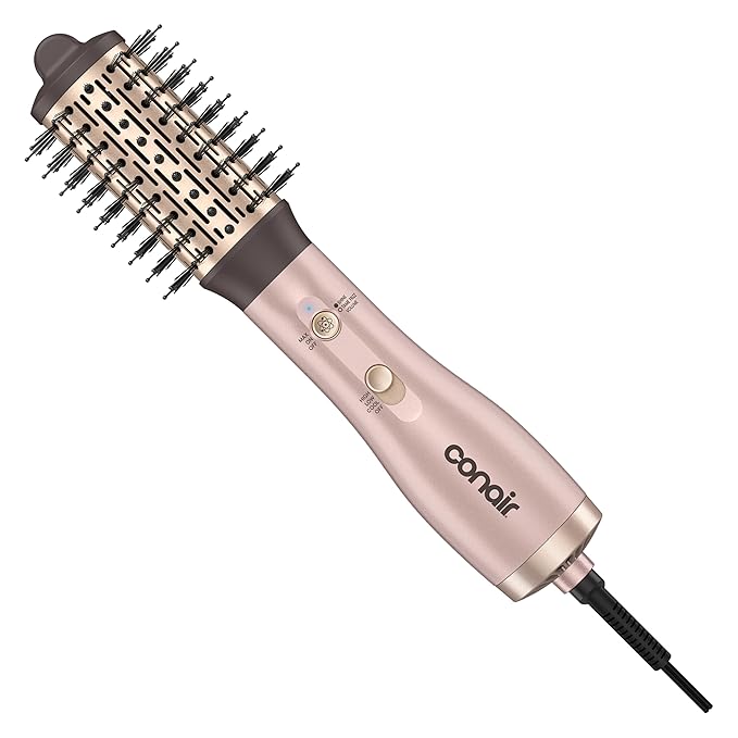 Infiniti PRO CONAIR 2" Frizz Free Round Air Brush, Hot Brush with Titanium Ceramic Technology, Ionic Control, and Detangling Bristles for Gentle Drying and Added Shine, Rose Gold
