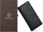 VISOUL Mens Leather Long Checkbook Bifold Wallets - Image 6