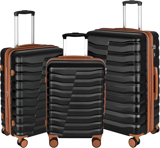 Lightweight Luggage with Spinner Wheels & YKK Zipper, 3-Piece Suitcase ABS+PC by WireHot