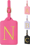 Personalized Rose Red Leather Initial Luggage Tags by izuzta