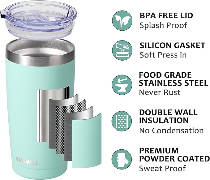 SUNWILL Travel Coffee Mug with Lid, 20 oz Tumbler Set of 2, Insulated Stainless - Image 2