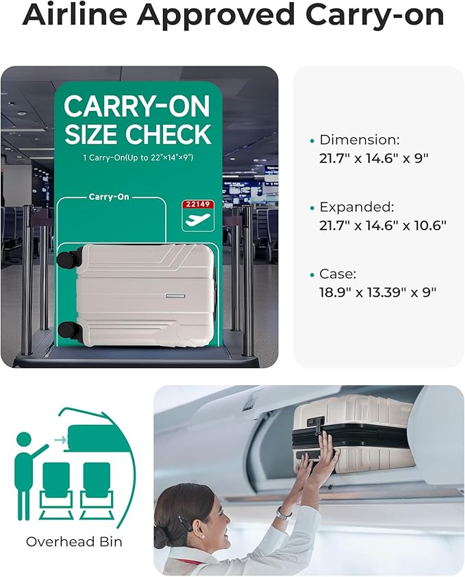 BAGSMART Expandable Carry On Luggage 22x14x9 Airline Approved, 1OO% PC - Image 4