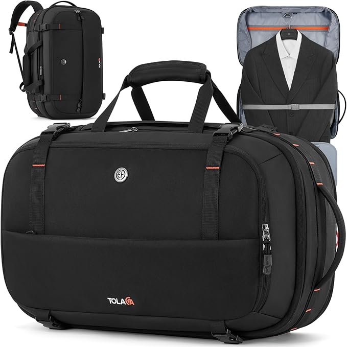 Tolaccea Travel Backpack with Garment Bag, Suit Carry On Backpack, TSA Flight by Tolaccea