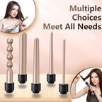 Curling Wand 5 in 1 Hair Curlers Iron Set with 5 Interchangeable Ceramic Tourmaline Barrel for Long Short Hair Styles Curling Irons Set Fast Heating Hair Cripmer for Women Gift