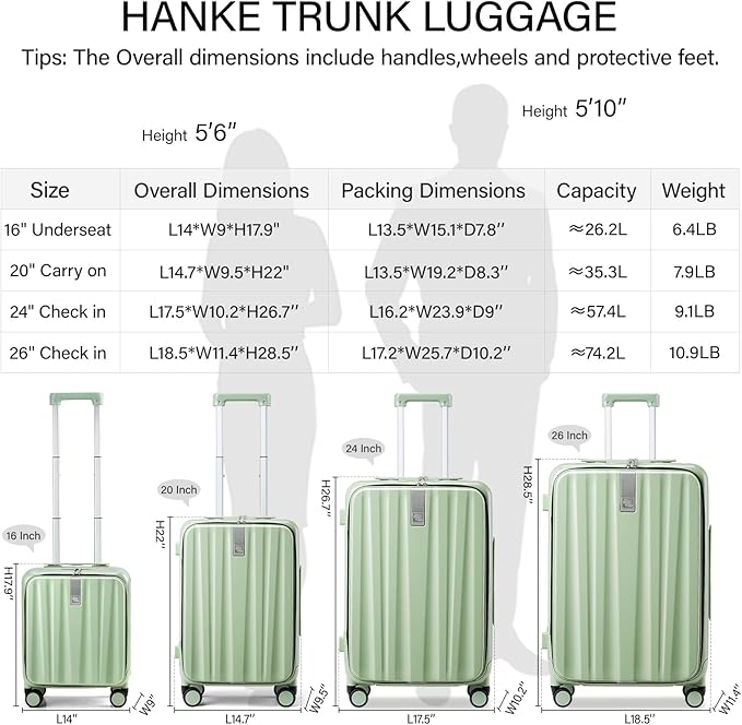 Hanke 26 Inch Large checked Luggage PC Hard Shell luggage Top Opening Aluminum - Image 4