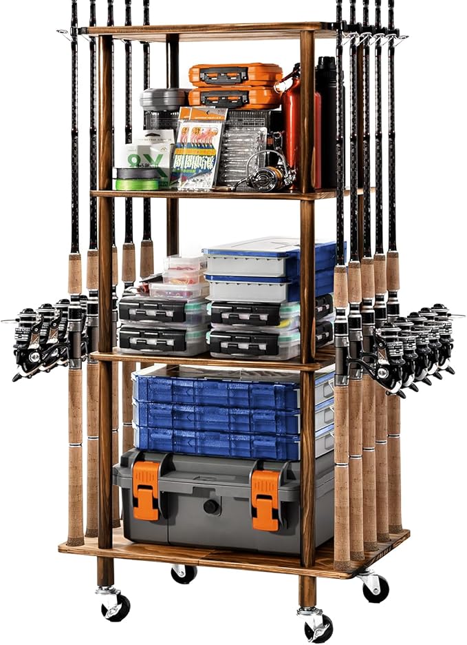 Ghosthorn Fishing Rod Holders for Garage Fishing Pole Rack Hold up to 10 Rods by Ghosthorn