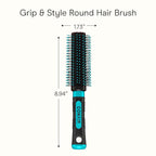 Conair Grip & Style Round Brush, Nylon Bristle Hair Brush for Blowout Styling, Ideal for Coarse, Curly, Wavy Hair, Teal