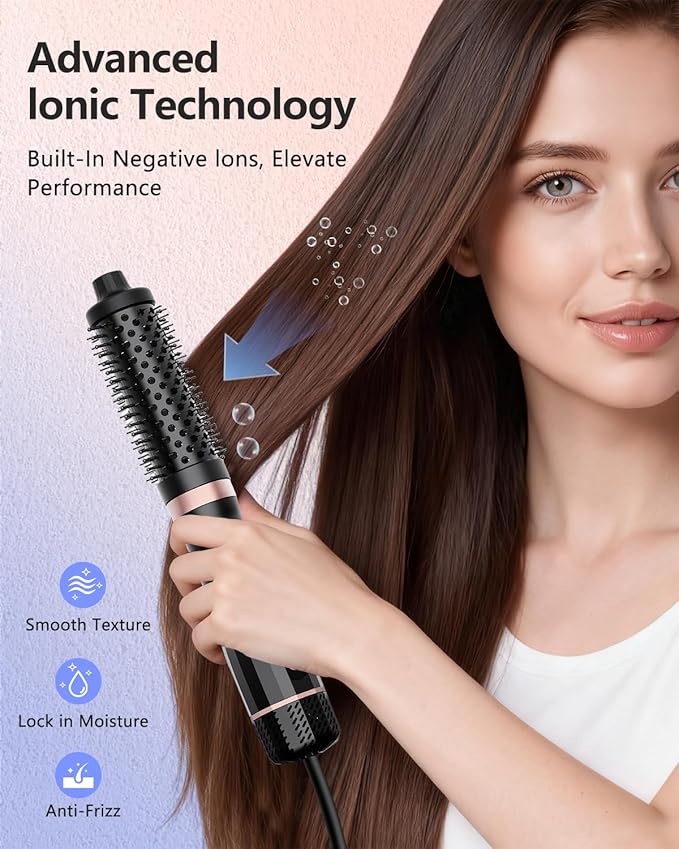 Hot Air Brush, Updated Version Thermal Brush & Hair Dryer Brush One Step Volumizer, High-Speed 1.5 Inch Negative Ion Blowout Express Thermal Round Brush Salon-Quality Blowouts, Hair Shinier & Smoother