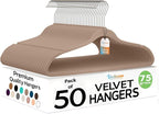 50 Pack New Premium Quality Velvet Hangers Ultra Thin Non Slip Adult Felt Space by TECHZOO
