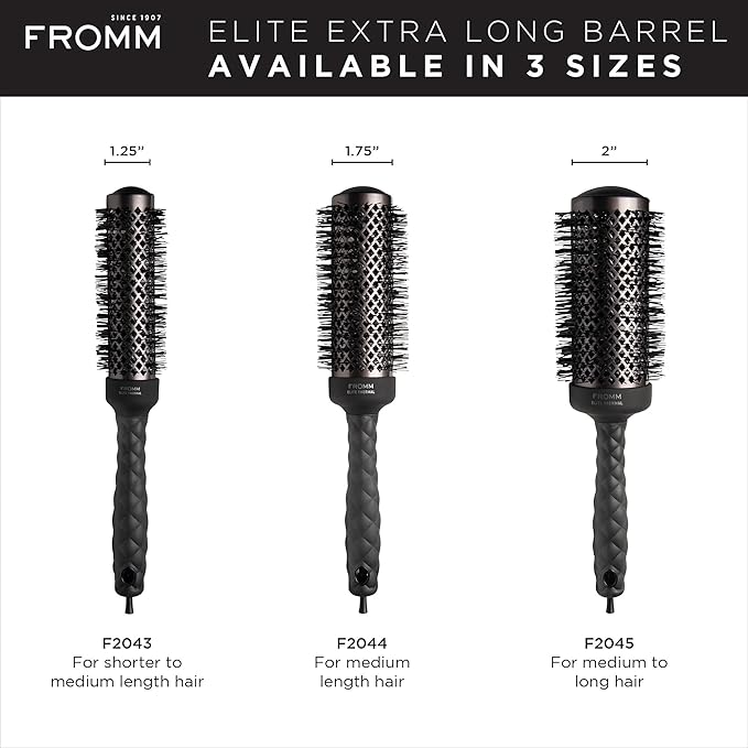 Fromm Elite Thermal Ceramic x Ionic 2" Round Brush for Expert Blowouts and Faster Hair Drying | Extended Barrel for Styling, Smoothing, Straightening Longer Thicker Hair