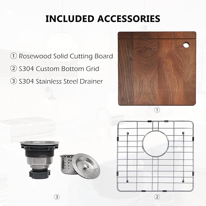 COMLLEN 17x19 Inch Drop in Bar Sink, Outdoor Sink 304 Stainless Steel Kitchen - Image 7