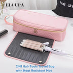 2IN1 Hair Tools Travel Bag with Heat Resistant Mat for Shark Flexstyle, Flat Irons, Straighteners, Curling Iron, Hair Dryer Case Compatible with Revlon One-Step Hair Dryer, Hair Essentials