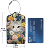 Cute Cat in Flowers 2 Pcs Luggage Tags, Privacy Cover ID Label - Image 4