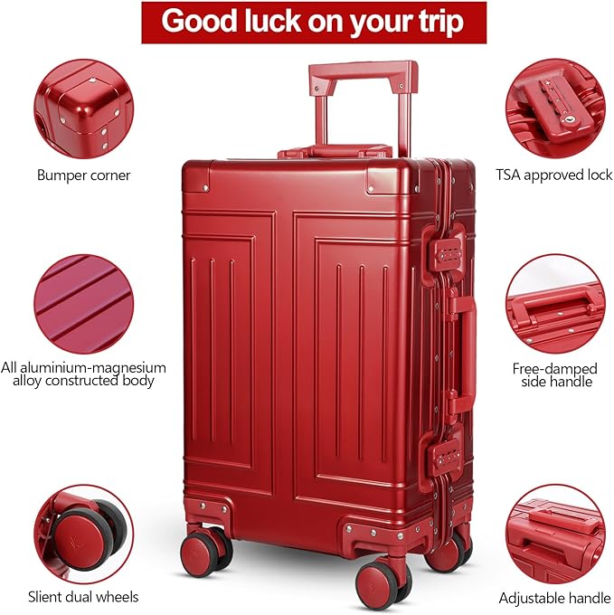 All Aluminum Carry On Luggage，Cut from Whole Aluminum Sheet，22x14x9 Airline - Image 2