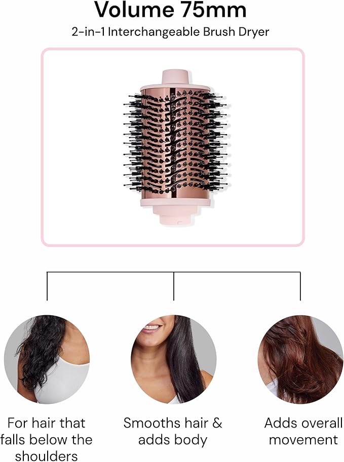 L'ANGE HAIR Multi-Volume Dryer Brush Attachment | Titanium Blow Dryer Brush Barrel for Volumizing & Styling | Tool Sold Separately | Attachment - Black - Oval 75mm