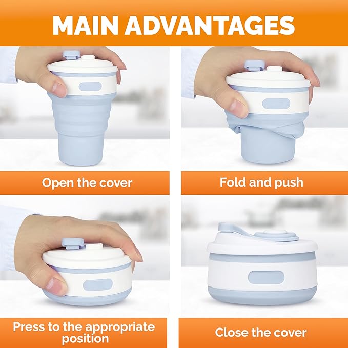 2-Pack Collapsible Coffee Cup Reusable – 12oz Leakproof Travel Coffee Mug - Image 5