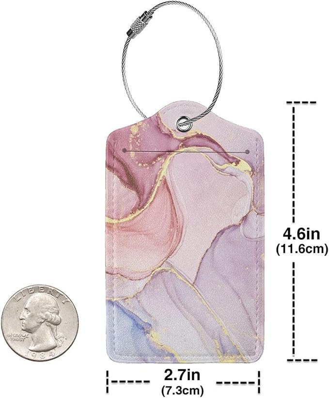 2 Pack Pink Gold Marble Luggage Tags - Image 2