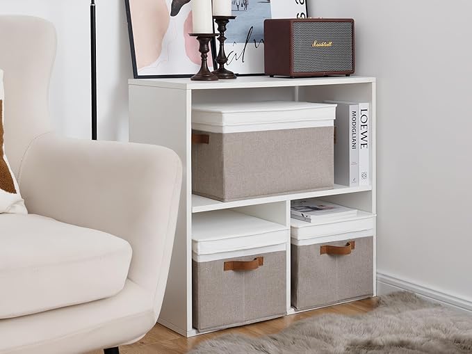 StorageWorks Storage Bins with Lids, Decorative Storage Boxes with Lid and PU - Image 6