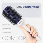 AIMIKE Nano Ionic Tech Large Round Brush, Ceramic Brush for Blow Drying, Styling and Boosting Volume, Natural Wood Handle - 2 Inch/52mm