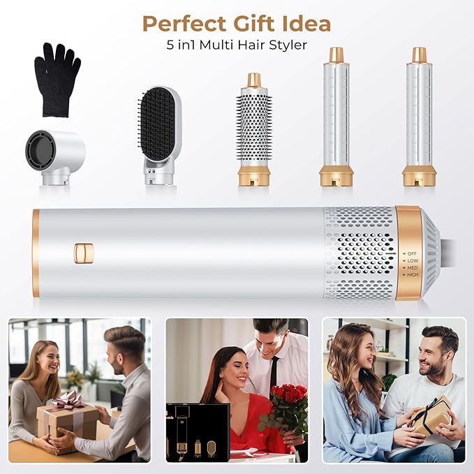 5 in 1 Blow Dryer Brush, Hair Dryer Brush Set Negative Ion Upgrade Hot Air Brush Air Styler Curling Wrap Air Curler, Curling Iron Hair Styling Tools As A Gift for Straight/Curl/Drying/Smoothing