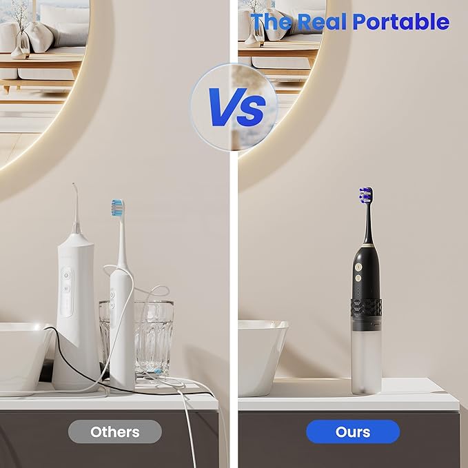 Portable Water flosser with Electric Toothbrush, 2 in 1 Teeth Cleaning Kit - Image 7