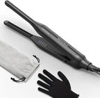 Wavytalk Pencil Flat Iron, 3/10" Small Iron for Short Hair, Pixie Cut and Bangs, Tiny Beard Straightener with Dual Voltage & Adjustable Temp, Mini Hair Edges Heating Up in 15s