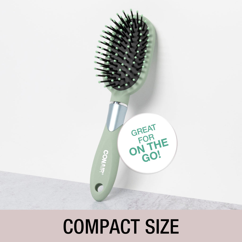 Velvet Touch oval cushion hair brush (Sage Green / 1 Count (Pack of 1))
