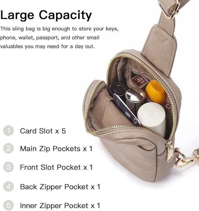Telena Small Sling Bag for Women Leather Crossbody Fanny Packs Chest Bag for - Image 3