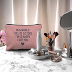 Nogrit Sister Makeup Bag - Birthday and Long Distance Friendship Gift - Small Cosmetic Bag for Purse