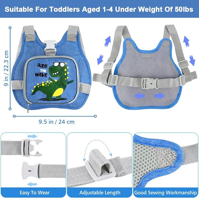 Toddler Harness Leash+ Anti Lost Wrist Link, Accmor Cute Dinosaur Kids Harness - Image 2
