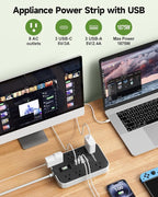 Appliance Power Strip- 14 Guage Heavy Duty Extension Cord, 8 AC Outlet& 6 USB - Image 3
