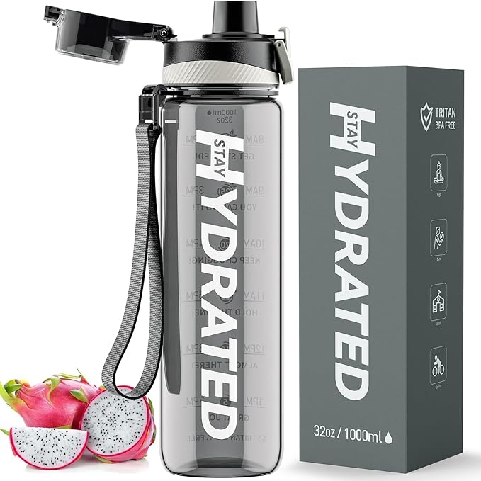 Water Bottle, 32 oz Motivational Water Bottles by Mevoly