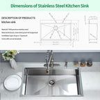 Kitchen Sink, 33 x 22 Drop in Kitchen Sink 16 Gauge Stainless Steel Kitchen - Image 8