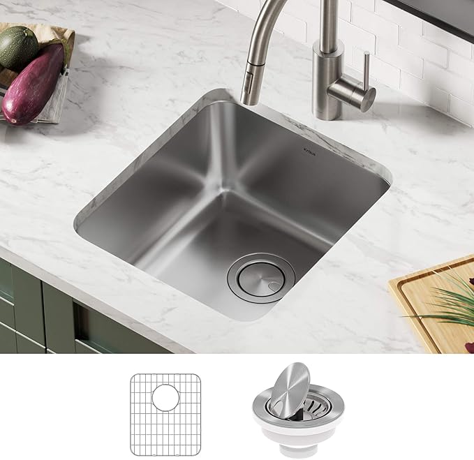 KRAUS Dex 17-inch Undermount 16 Gauge Stainless Steel Single Bowl Kitchen Sink by KRAUS