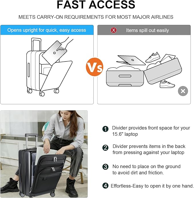 KROSER Hardside Expandable Carry On Luggage 22x14x9 Airline Approved - Image 6