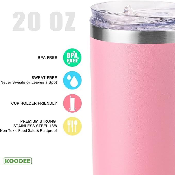 koodee 20 oz Skinny Tumbler Stainless Steel Double Wall Insulated Water Tumbler - Image 4