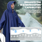 ANYOO Hooded Rain Poncho for Adults Waterproof Lightweight Rain Coat for Men - Image 5