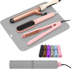 Oversize Silicone Heat Resistant Mat for Curling Irons, Hair Straighteners, Flat Irons and Hot Hair Styling Tools, Portable Wrap Pad Cover for Vanity, Travel, Salon(14.2" x 11.0")