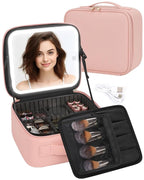 Makeup Bag With LED Mirror, Travel Makeup Case with Light up Mirror Large - Image 2