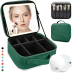 Travel Makeup Bag, with Mirror 3 Color Setting and Detachable 10x Magnifying by MORMIDTravelMakeupBag