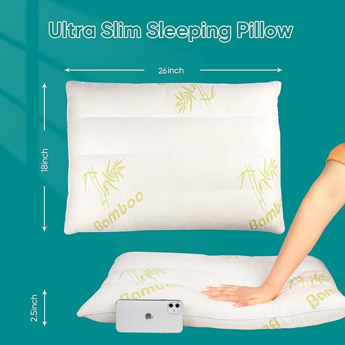 MINUPWELL 2 Packs Ultra Thin Pillows, Flat Pillows - Image 4