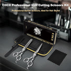 CIICII Professional Hair Cutting Scissors Shears Kit, 440C 7 Inch Barber Haircut Scissors Set (Hair Beard Trimming Haircutting Thinning Shears) for Hairdressing Stylist Hairdresser Salon Home