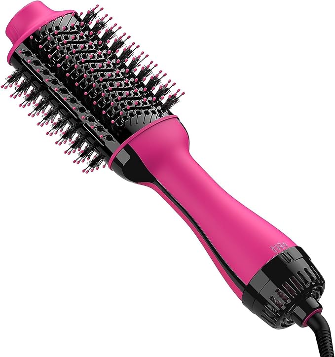 Hair Dryer Brush Blow Dryer Brush in One, Upgraded 4 in 1 Hair Dryer and Styler Volumizer with Negative Ion Anti-frizz Ceramic Titanium Barrel Hot Air Hair Straightener Brush