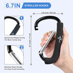 Stroller Hooks 2 Pack, 6.3" Large Mommy Hook Carabiner Clip - Image 3